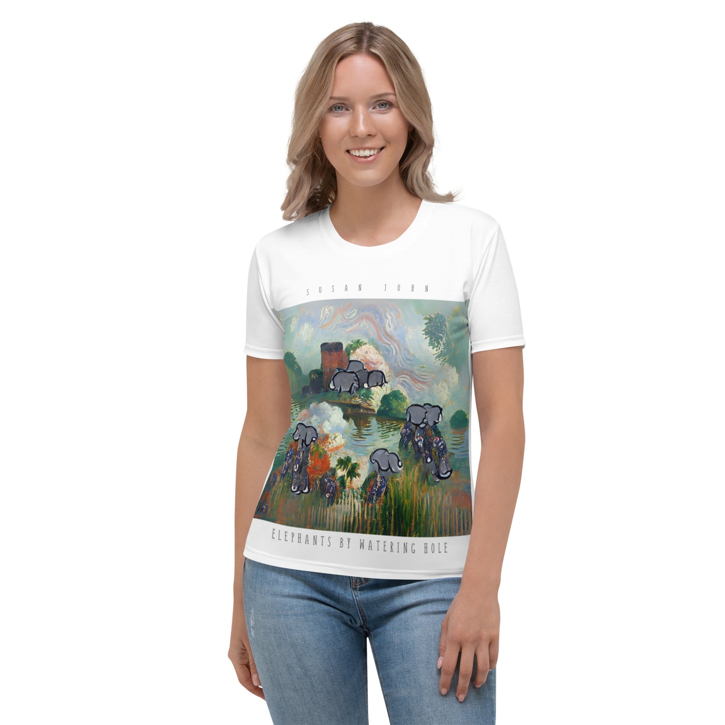 Elephants by watering hole T-shirt